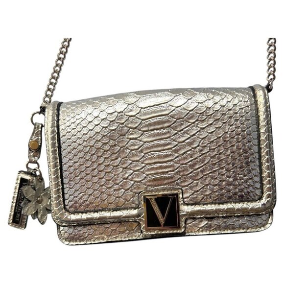Victoria's Secret Silver‎ Croc/Python Shoulder Crossbody EXCELLENT CONDITION - Picture 1 of 5